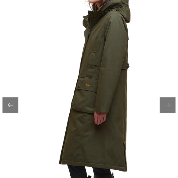 Barbour long olive green jacket NWOT - Picture 2 of 7